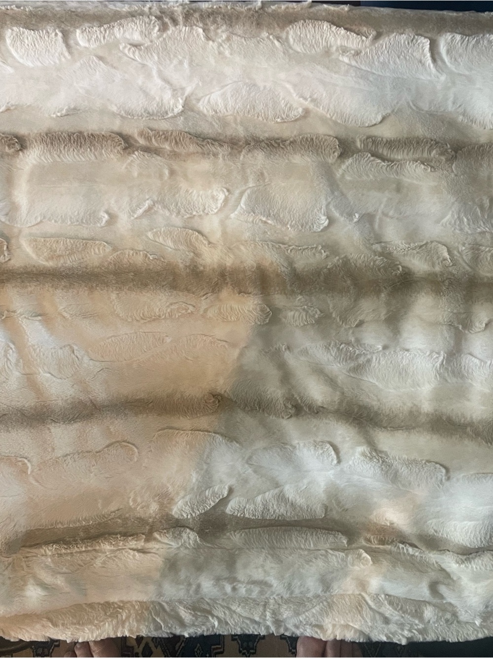 Plush Faux Minky Fur Throw Blanket in Cream